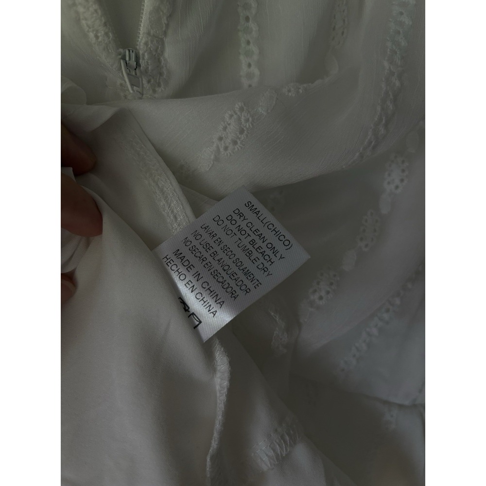 Windsor White Sheer Puff Sleeve Mini Ruffle Dress With Eyelet Detail Size Small - Picture 6 of 12